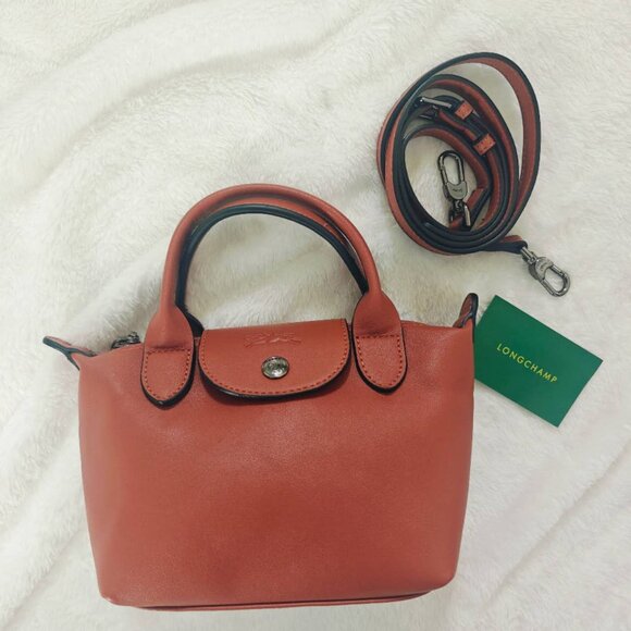 NEW Longchamp Le Pliage Xtra XS Handbag Leather in Cashew - Picture 7 of 10